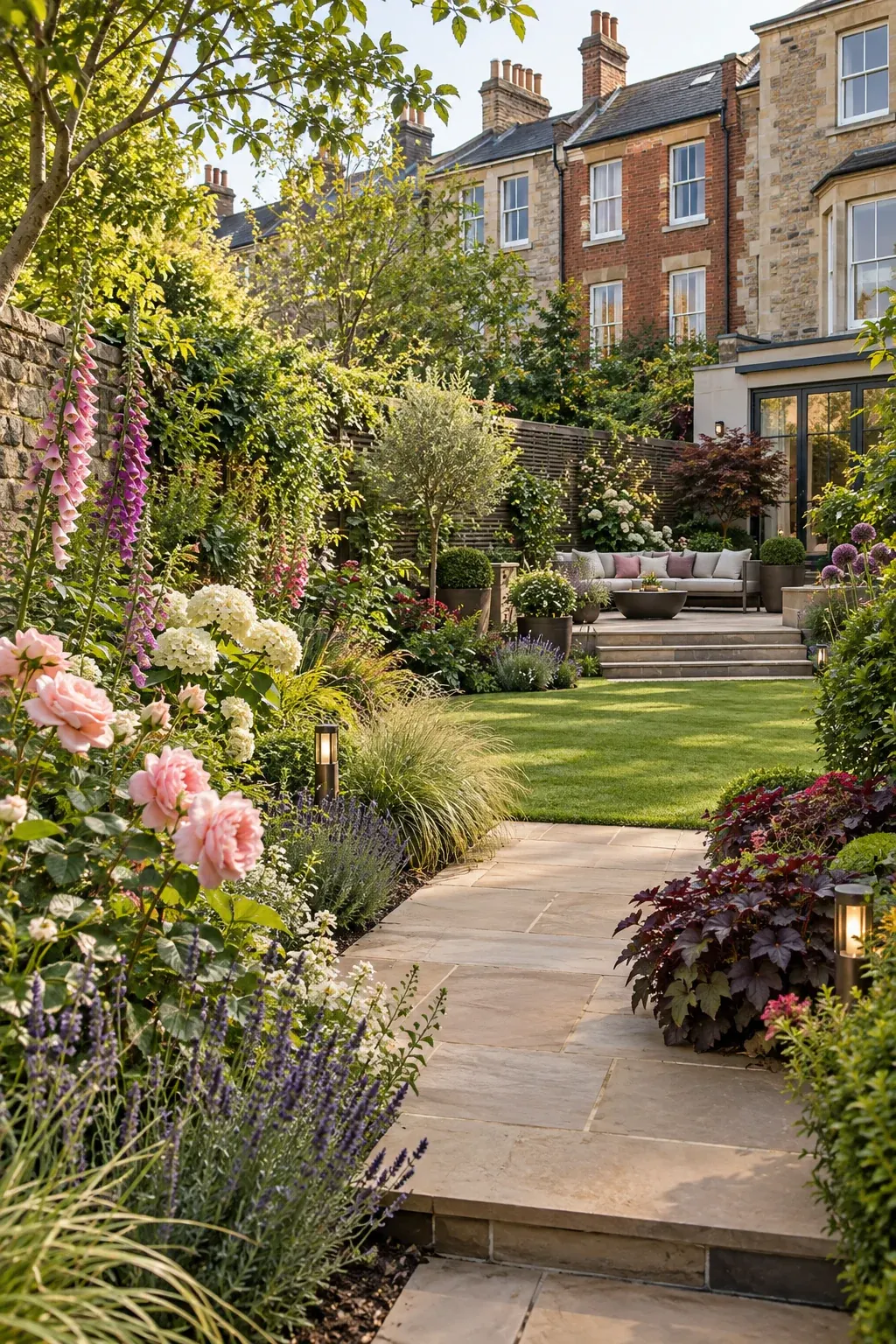 Modern colourful landscaped garden at a Bristol townhouse