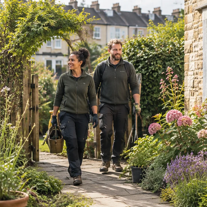 Bristol gardener caring for a colourful garden