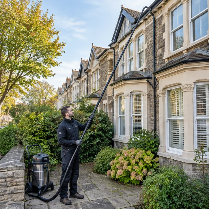 gutter cleaning work at a Bristol garden