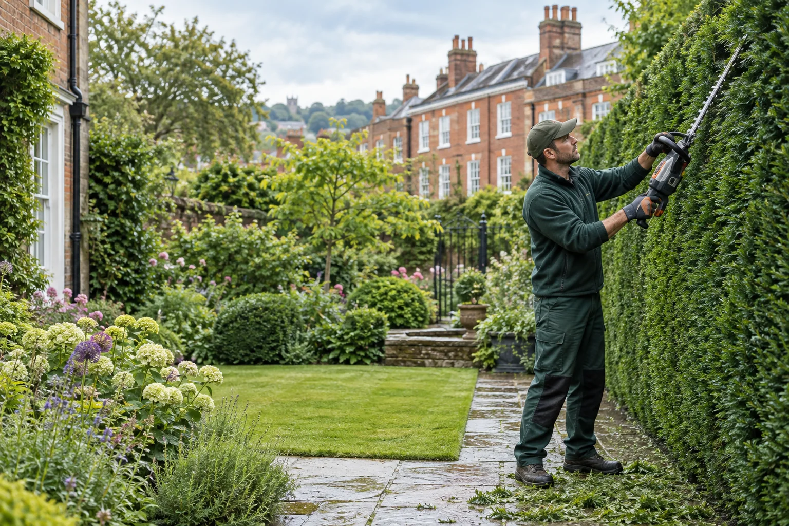 hedge trimming work at a Bristol garden