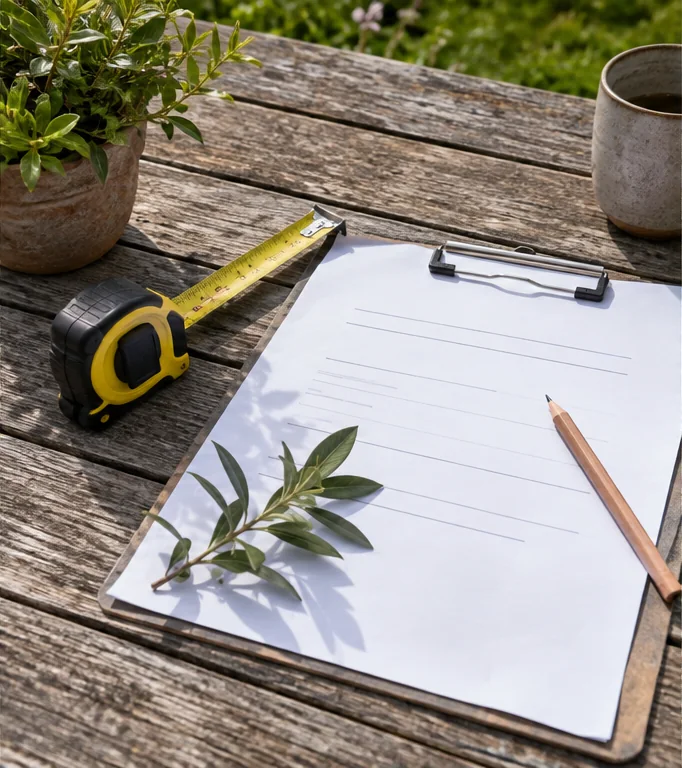 Gardener assessing work before preparing a quotation